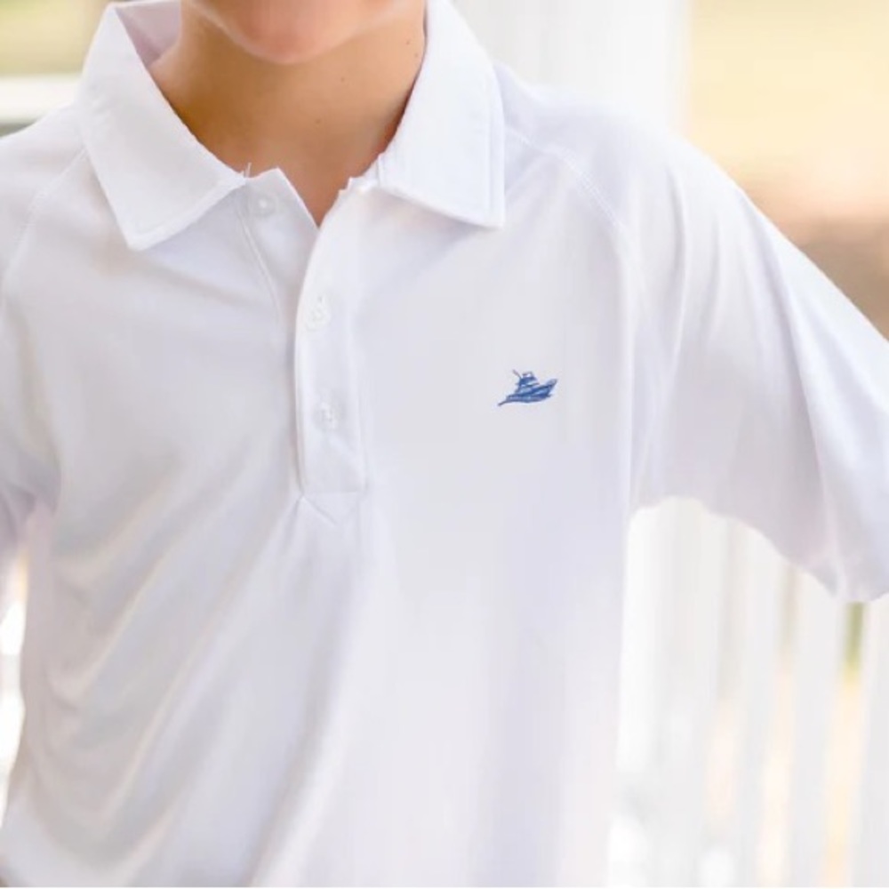 Southbound Clothing Co Boys Performance Polo, Youth M, White, EUC
